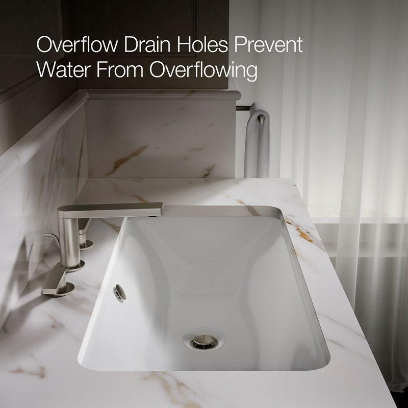 Iron Plains®Trough Rectangle Dual Mount Bathroom Sink with Overflow, White