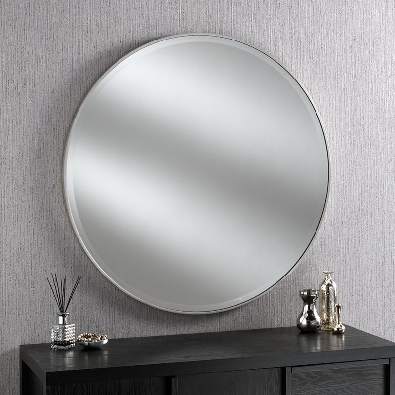 Arjay Wood Wall Mirror, 60cm H x 60cm W, Silver