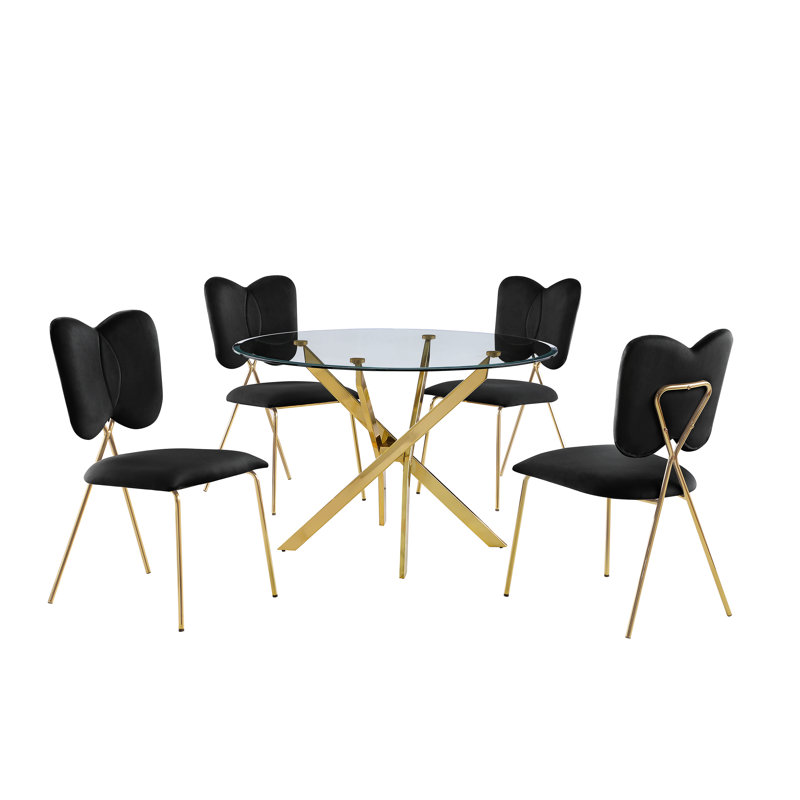 Arianda 4 - Person Four Leg Dining Set, Black