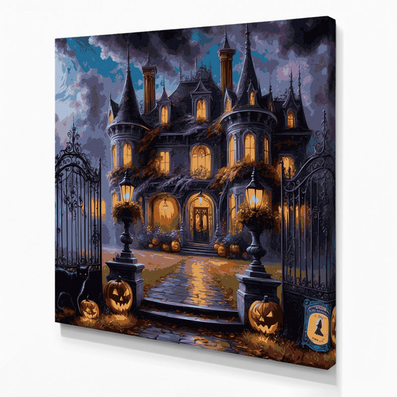 Halloween, images d'Halloween victorienne sur toile mauve, H 12 po x l 12 po