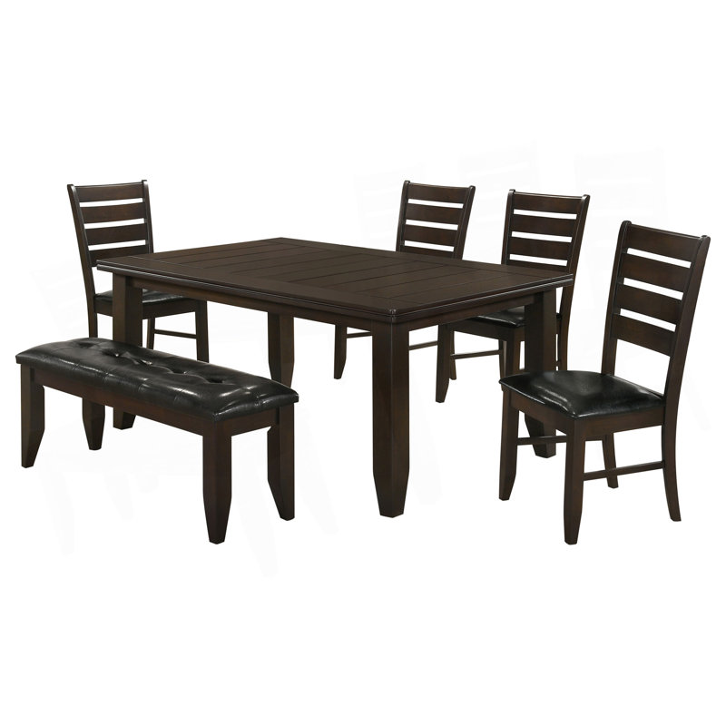 Cappuccino Dining Set, 6 Pieces: Table, Bench, 4 Chairs