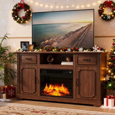 Meuble télé 60 po pour téléviseur de 65 po ou moins avec foyer électrique inclus