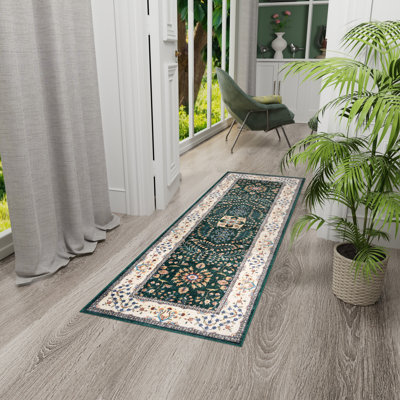  Everyday Chic Machine Washable Indoor Rug, Printed Soft Flannel Polyester with Non-Slip Backing,  Seda Green 2x6