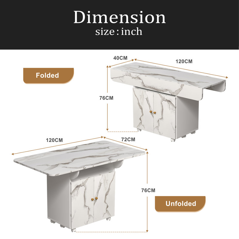 Table de salle à manger pliante en bois avec support de rangement