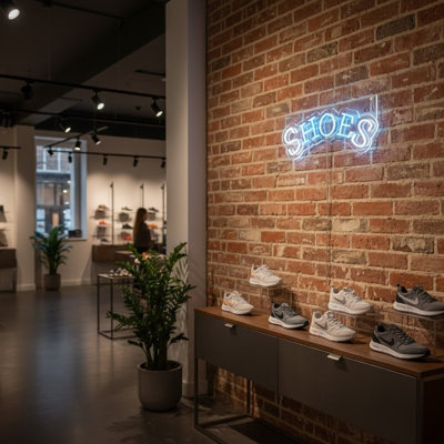  | Shoes Neon Sign | Crafted with High-quality Shatterproof Neon Tubing That Emits Bright, Consistent Aqua Light for Over 50,000 Hours Without Dimming or Flickering | 10x24 | Aqua