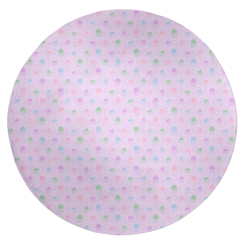 Tapis de zone mauve classic petits gâteaux, Rond 5 pi