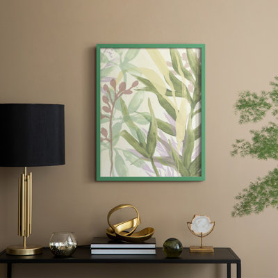 «Dreamy Tropical Leaves II», reproduction encadrée - bois massif