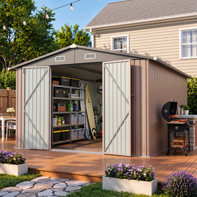 10 Ft. W X 12 Ft. D Metal Storage Shed With Metal Base Frame Kit