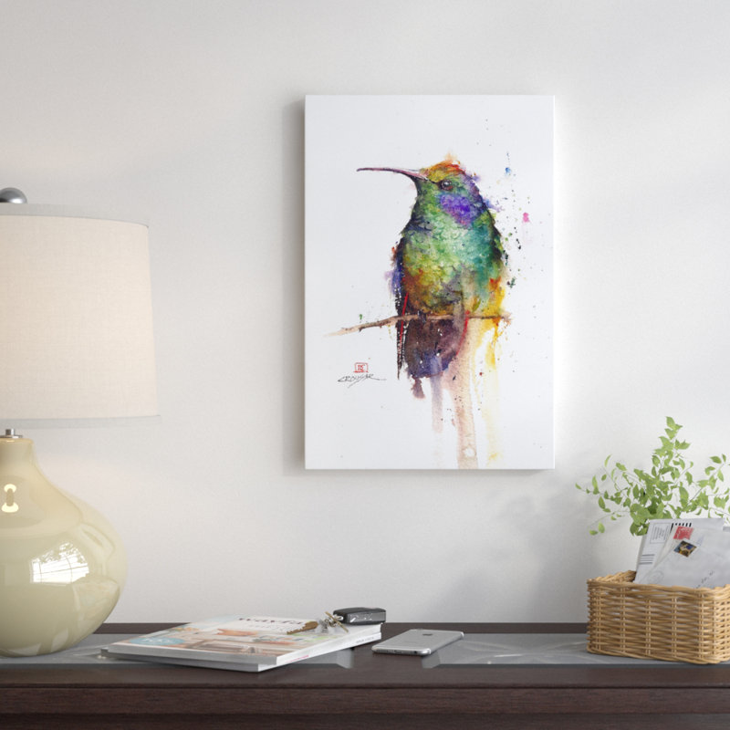 « green oiseau », peinture sur toile tendue, H 26 po x l 18 po x P 1,5 po, Toile tendue, Pas de tapis