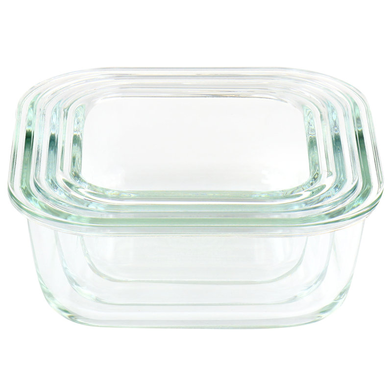 Martha Stewart Clear Glass Storage Containers with Mint Lids, 6-Piece Set