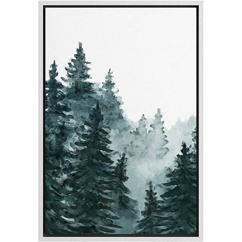 «Woodland Forest Landscape Pastel Pine Tree Forest Fog Nature», impression sur toile, H 24 po x l 16 po x P 1,5 po