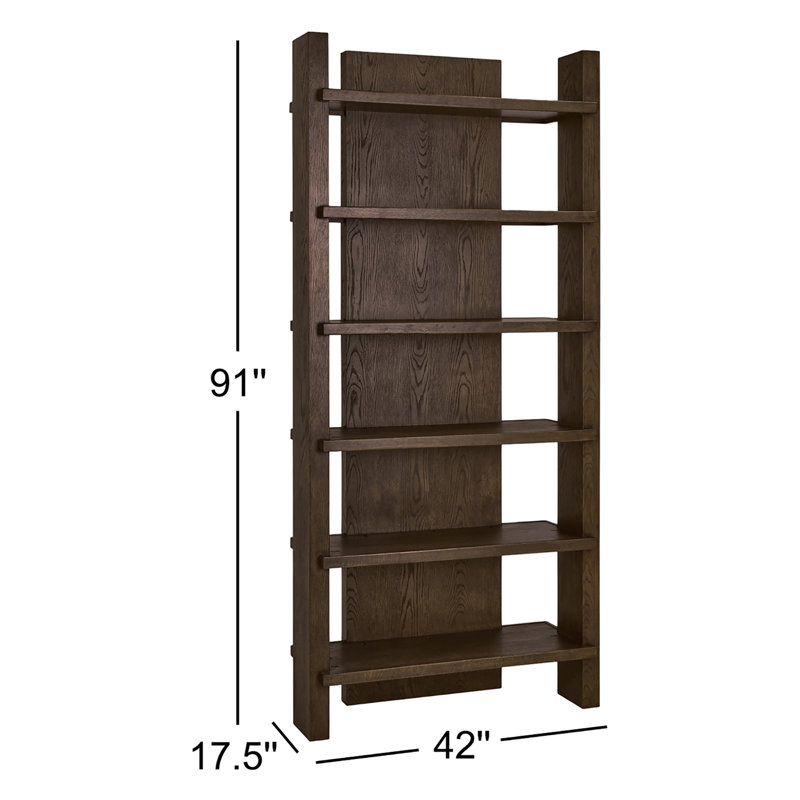 Doku Solid Wood Bookcase, Coffee Brown