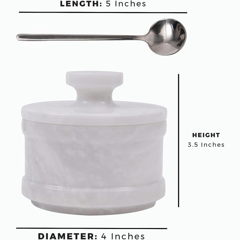 Handmade Salt Cellar With Spoon, White