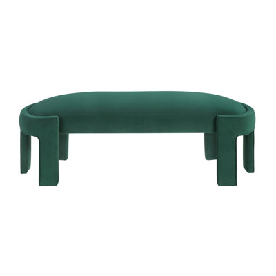 Stylish Upholstered Bench Green Velvet Fabric Foam Cushioned Seat Luxurious Comfort Home Furniture 1Pc Durable Plywood Frame Entryway Bench