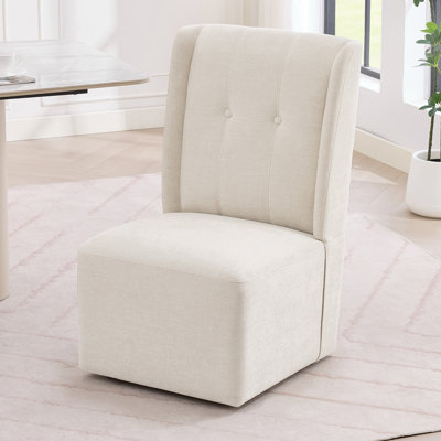 Chaises de salle à manger à roulettes, chaises de salle à manger à roulettes modernes sans accoudoirs rembourrées pour chambre à coucher, salon, salle à manger