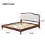 Lit plateforme très grand avec tête de lit tapissier, structure espresso et tissu blanc-130430042-130430043