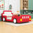 Upholstered Twin Race Car-Inspired Platform Bed With Guardrails And Sturdy Slats-1550181454