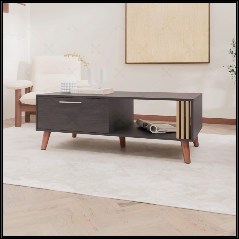 Table basse avec porte et rangement ouvert