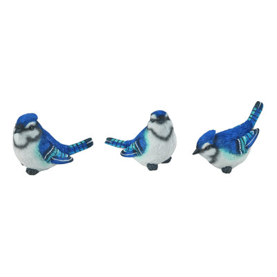 Medium Resin Blue Bird Figurine, Bird Figurines, Blue, Resin, Set of 3, Tabletop, Living Room, Spring, Home Decoration