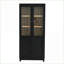 Vitrine de style Mid-Century avec portes vitrées, tablettes réglables et rangement - placage de bois de frêne noir | Salon | Panneau de fibres à densité moyenne