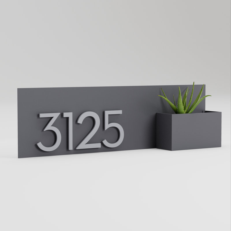 Plaque d'adresse murale Vista View, Gris
