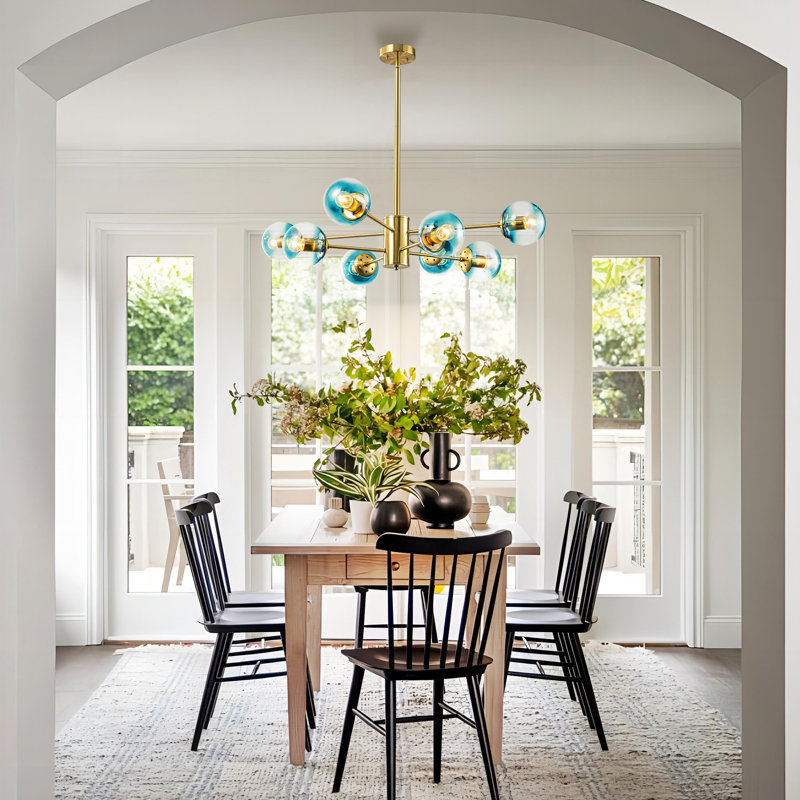 Lustre linéaire moderne Spoutnik à 8 lumières Davesha, Doré