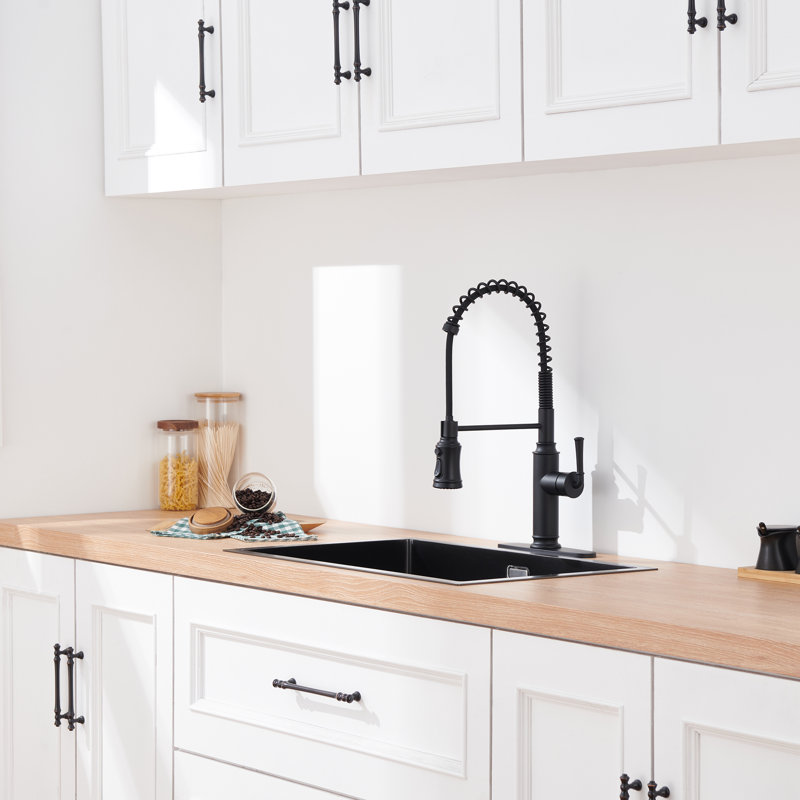 Mondawe Herathena Pull Down Touchless Kitchen Faucet, Matte Black