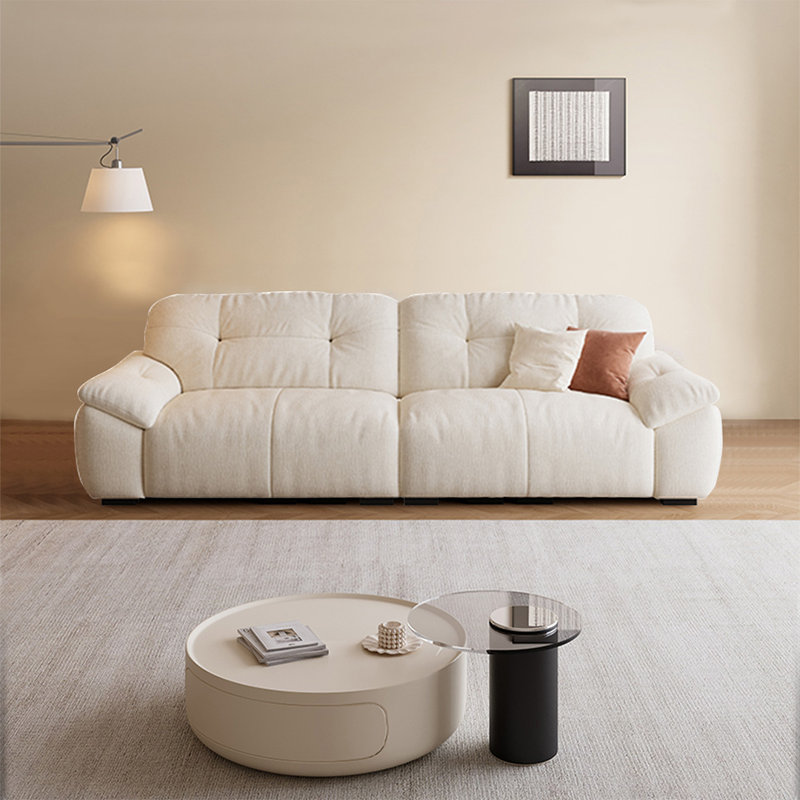 Canapé modulaire en chenille blanc crème, 3, H 36,61 po x l 102,36 po x P 41,34 po