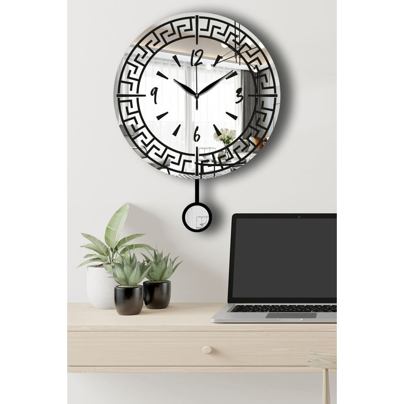 Horloge murale élégante Elegant, argent, 15,4 po x 19,7 po | Fabrication durable en panneau de fibres à densité moyenne et en acrylique, épaisseur: 0,1 pouce | Design moderne pour le salon, la cuisine ou le bureau | Décoration élégante