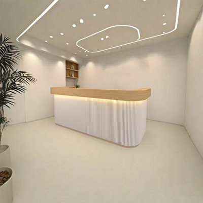 78.74-Inch Front Desk, Writing Desk & Computer Desk with Lockable Drawers – Ideal for Commercial Use by OX Art Reception Desk