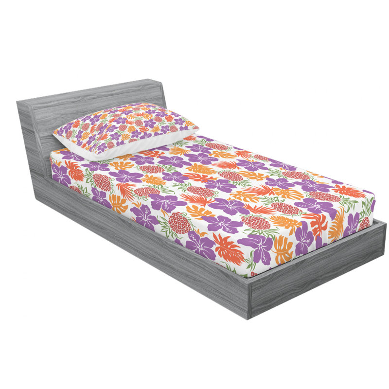 Microfiber Floral Sheet Set, Twin Sheet Set with Fitted Sheet