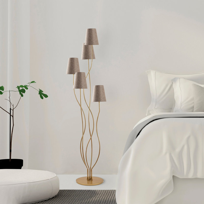 Giulio 17.29'' Black Tree Floor Lamp, Gray
