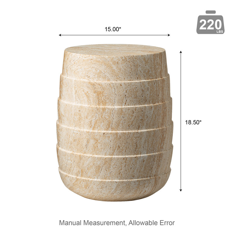 18.5"H Multi-Functional MGO Faux Travertine Garden Stool Or Planter Stand Or Accent Table