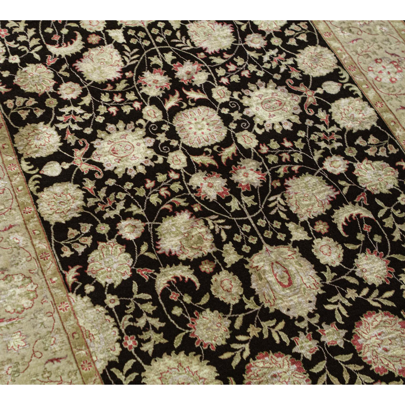 Hand-Knotted High-Quality Black and Gold Area Rug