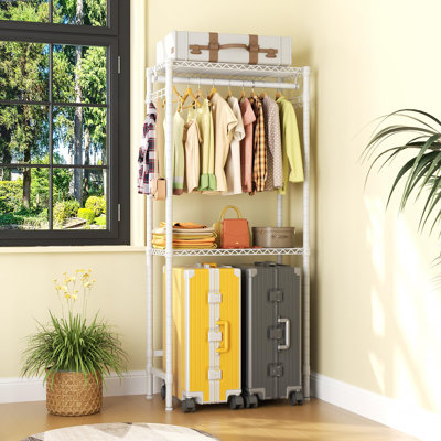 Over Washer And Dryer Shelves,2 Tier Adjustable Height Wire Shelving Laundry Room Storage Organization Clothes Drying Rack With Hanger Rod&Hooks