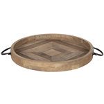 Delafuente Round Wood and Metal Decorative Tray
