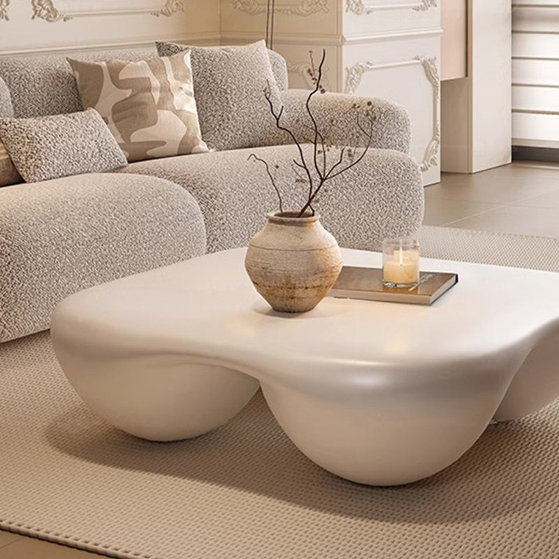 Table basse moderne simple de style crème, Blanc / Blanc