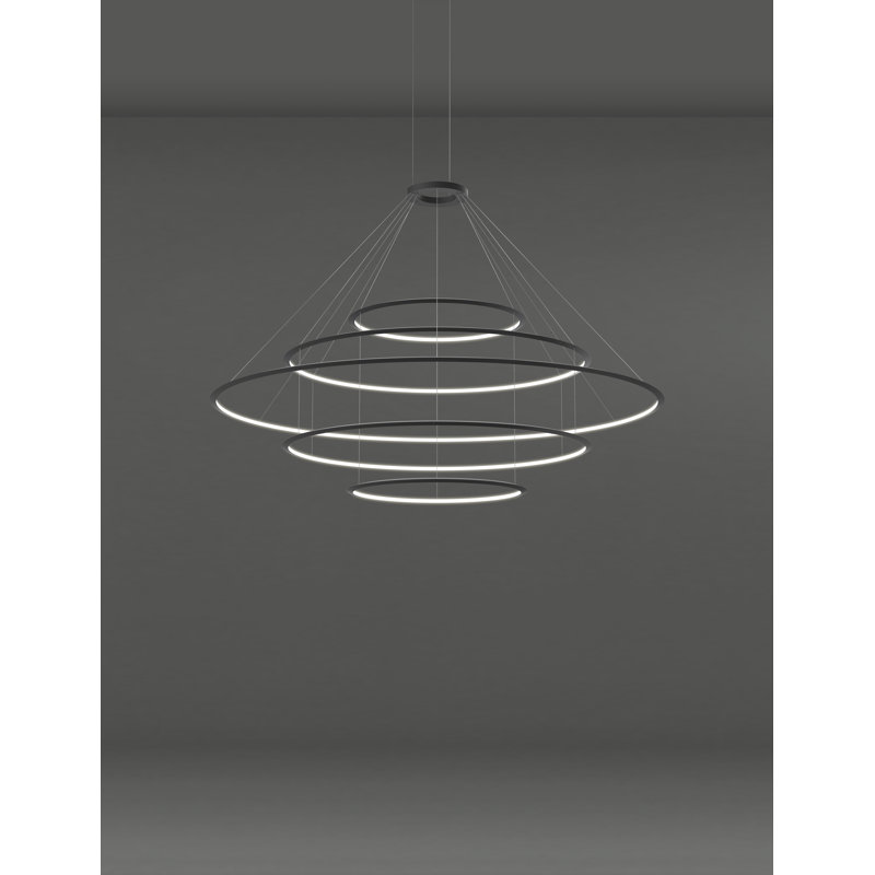Circular 5 - Light LED Chandelier, Black, Black, 2700K