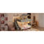 Lits de cabane avec escalier et éclairage DEL, 2 places superposées, en bois de pin MDF, style moderne gris.-67554182