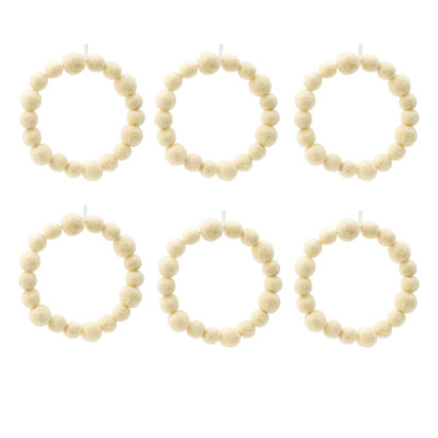 6.7" Cream Ball Wreath, Christmas Tree Ornaments For Holiday Party Decorations, Set Of 6