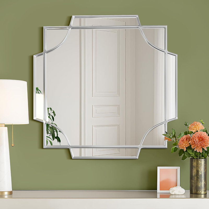 Silver Square Octagon Wall Mirror Accent Mirror - Art Deco 30" *30"