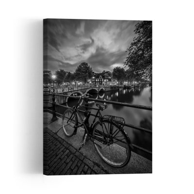 Amsterdam Canal Bicycle Night Classic Peaceful Tranquille Architecture City Wall Art Poster
