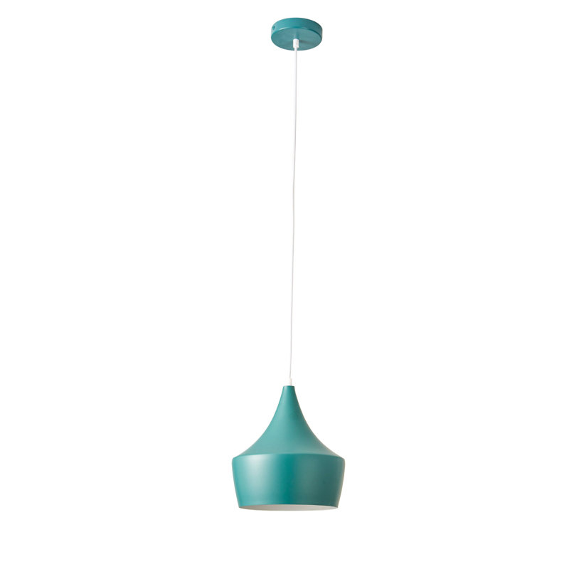Vintage Green Painted Metal Mid-Century Modern Pendant Lamp