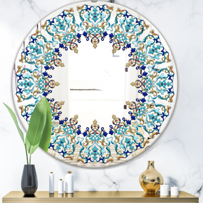 Motif bleu et brun - miroir bohémien et éclectique