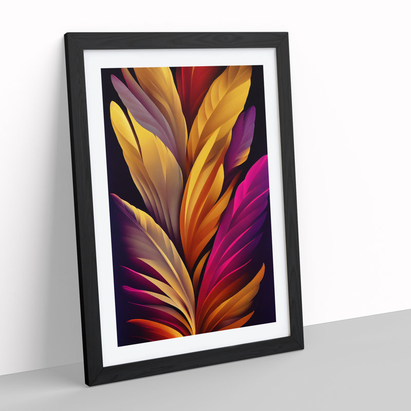 Resplendent Feather - Wall Art, Black Framed, 66cm H x 48cm W, White