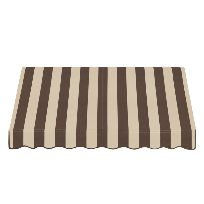 Auvent fixe en tissu acrylique rétro Awntech Dallas, H 24 po x l 64,5 po x P 36 po, Rayures brun / brun clair