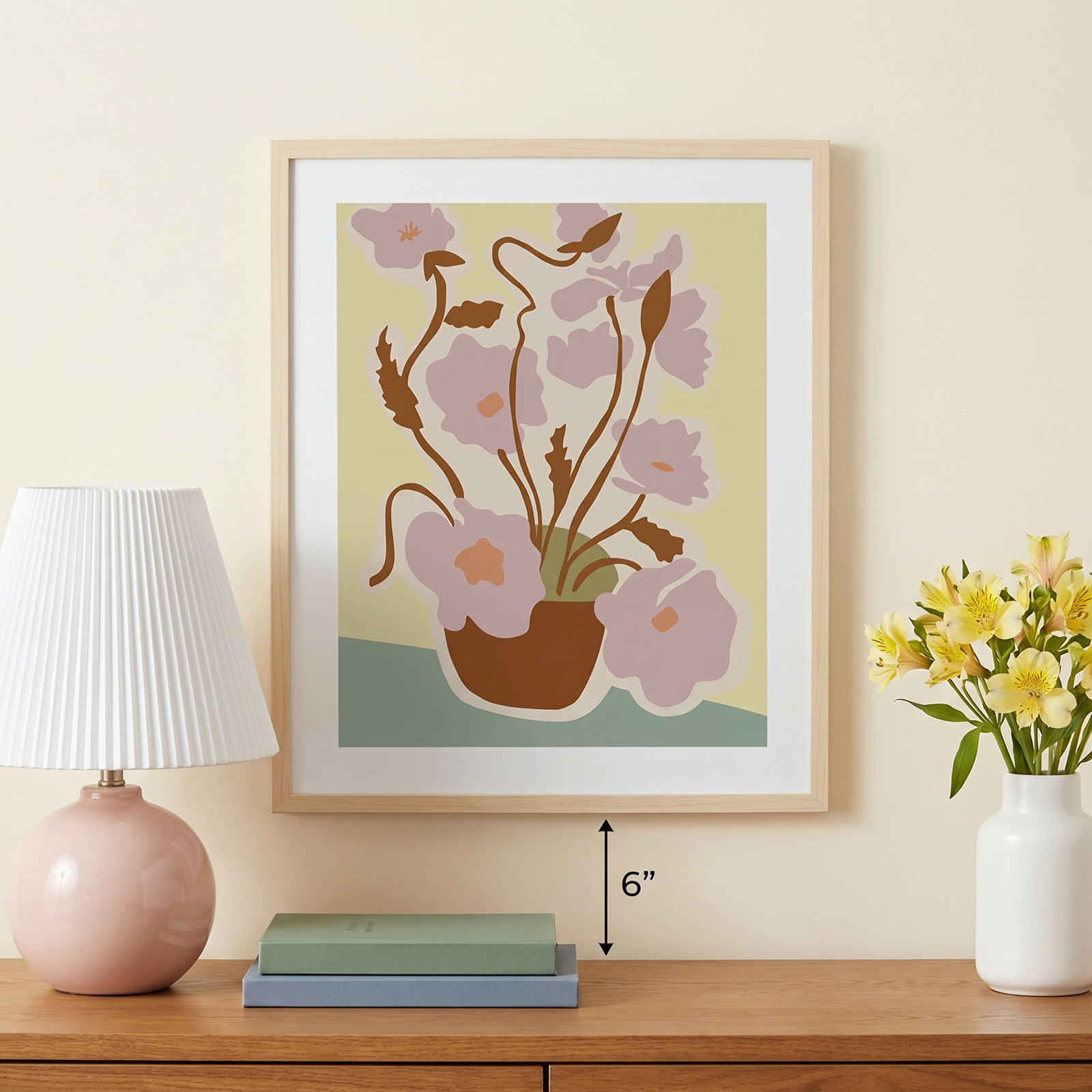 Expressive Abstract House Plant Pink Print, Brown, 25" H x 21" W x 1" D