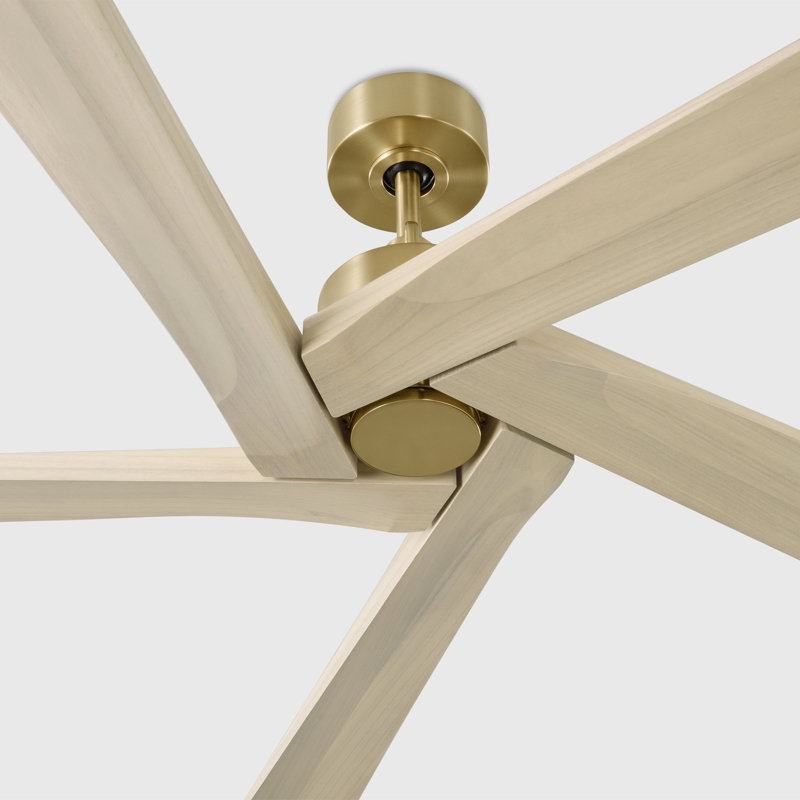 Visual Comfort Fan Aspen 70 Indoor Ceiling Fan with Washed White Oak blades and Handheld Remote, Burnished Brass