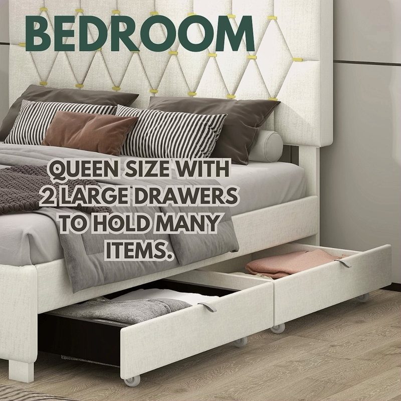 Lit gigogne pour lit Queen, Beige