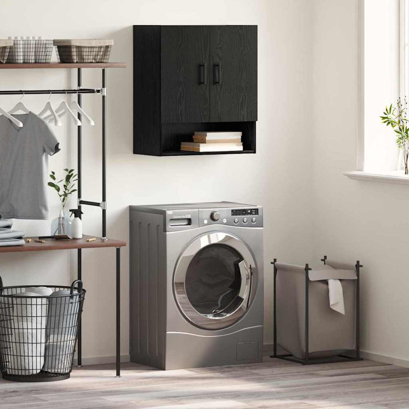 vidaXL Wall-Mounted Cabinet Wall-mounted Engineered Wood Storage Bathroom, Black Oak